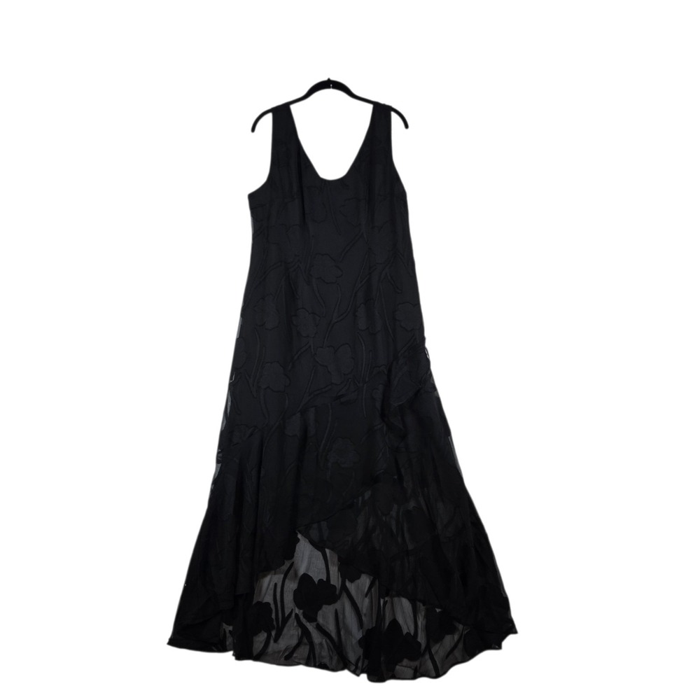 MSGlamor Maxi Dress Womens Large Black Sleeveless Flounce Hem New